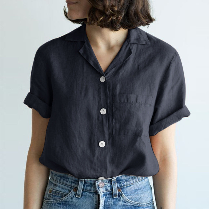 summer short sleeve button down shirts for women