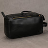 Men’s Genuine Leather Toiletry Bag with Handle and Front Pocket