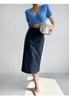High waist pu leather midi skirt for women