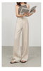 High waist women linen pants with wide leg