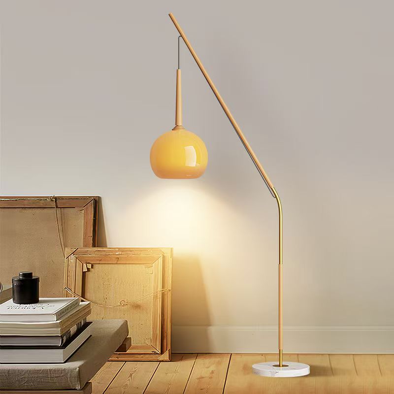 Vintage orb arching floor lamp with glass shade