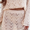 Hollow knit long sleeve beach cover up skirt set