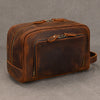 Men’s Genuine Leather Toiletry Bag with Front Zipper Pocket