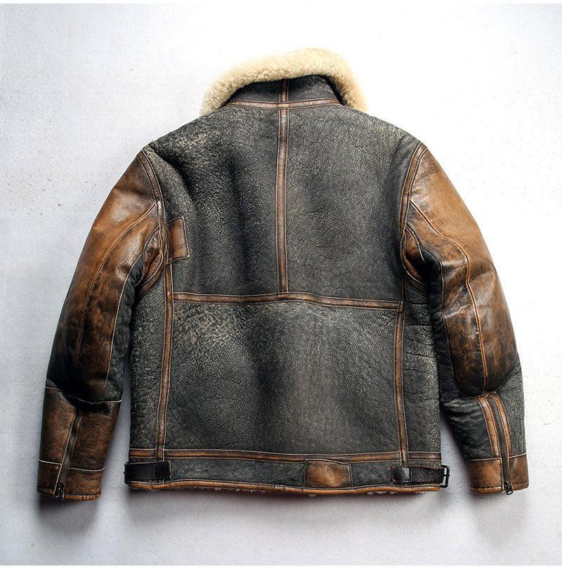 Men Real Shearling Leather Aviator Jacket
