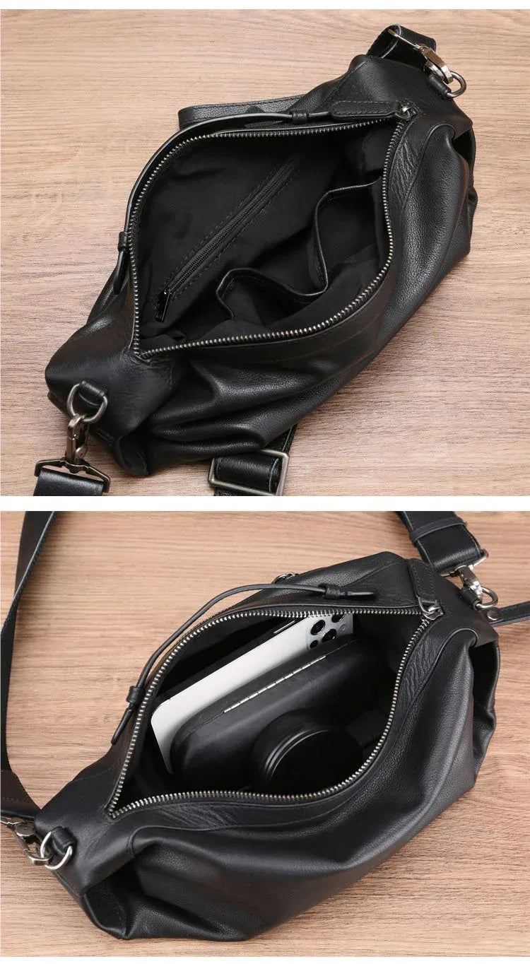 Men’s Full-Grain Cowhide Crossbody Chest Bag