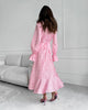 Pink Ruffle Maxi Dress with Wrap Front