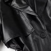 Women’s Faux Leather Belted Trench Coat Long Jacket