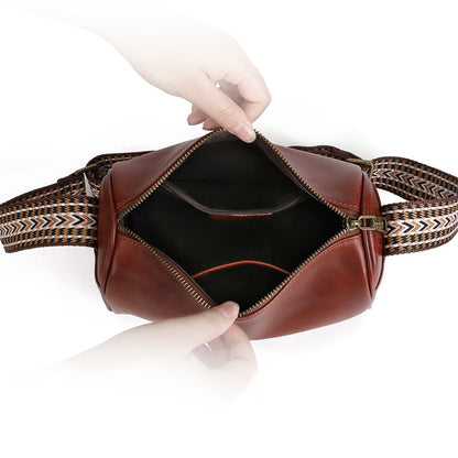Women’s Genuine Leather Pillow Bag Crossbody Purse