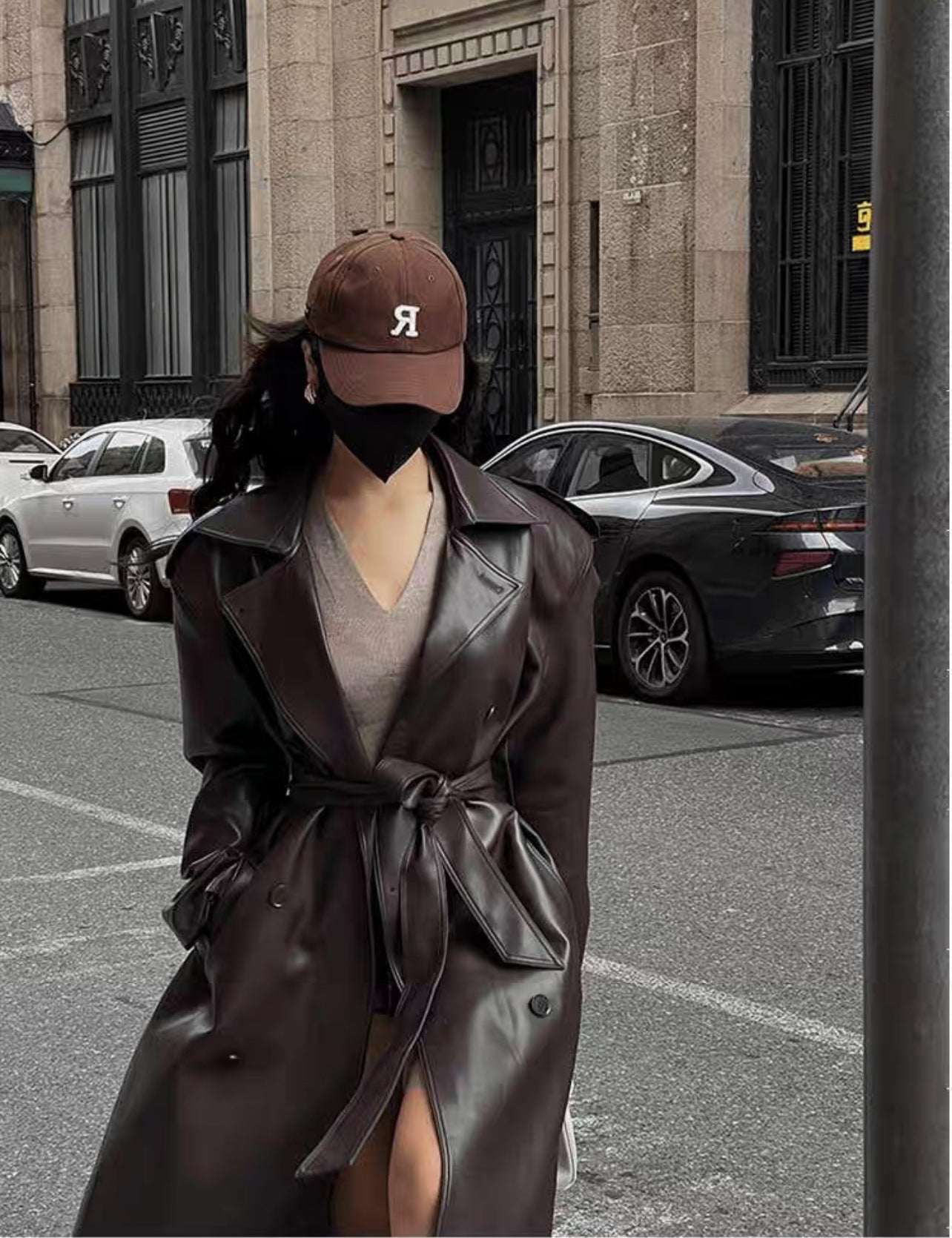 Over the Knee Faux Leather Women Long Coat