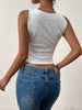 White lace crop top with v neck detail