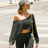Women's Long Sleeve Casual Blouse Crop Top