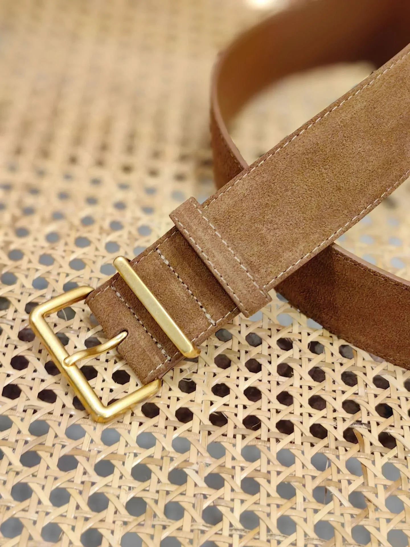 Women suede leather wide belt for coats