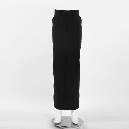 Fabric Midi Skirt with High Slit
