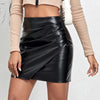 Black Faux Leather Mini Skirt High Waist Pleather