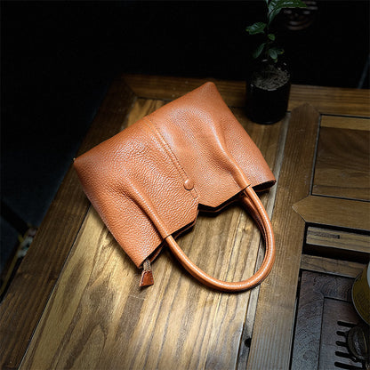 Women’s Genuine Leather Shoulder Bag With Brass Hardware