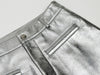 Women’s Silver Leather Mid-Rise  Shorts