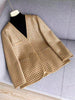 Leather Woven Jacket for Women Loose Fit Suit Style Blazer