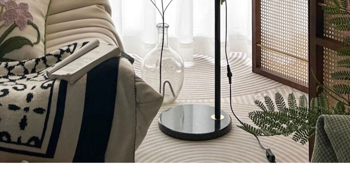 Vintage arc floor lamp with storage shelf