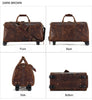 Genuine Leather Trolley Travel Bag Rolling Duffel
