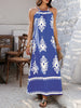 Blue Tribal Halter Neck Women Maxi Dress for Summer