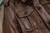 Men Brown Military Cowhide Leather Jacket