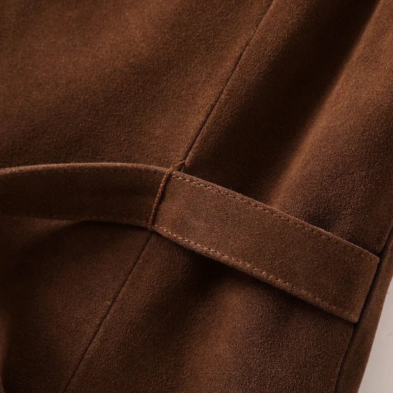 Women Brown Genuine Suede Leather Vest