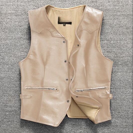 Men Vintage Brown Genuine Leather Vest