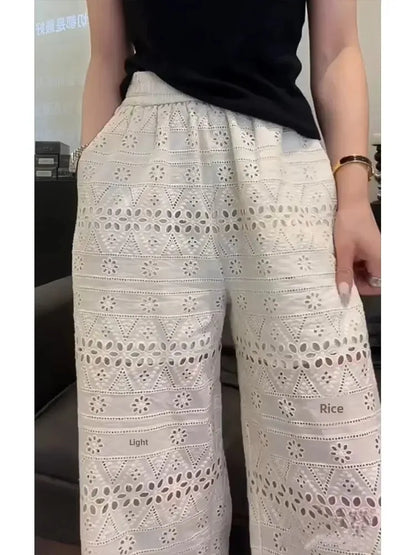 Women Wide Leg Summer Trousers High Waist