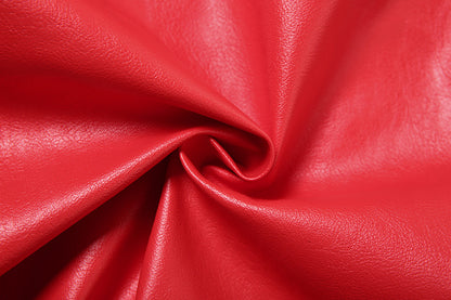 Women's Red Faux Leather Jacket with Cropped Biker Bomber Fit