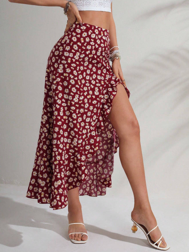 summers high waist split thigh skirt
