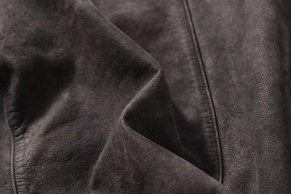 Men Distressed Cowhide Leather Trucker Jacket