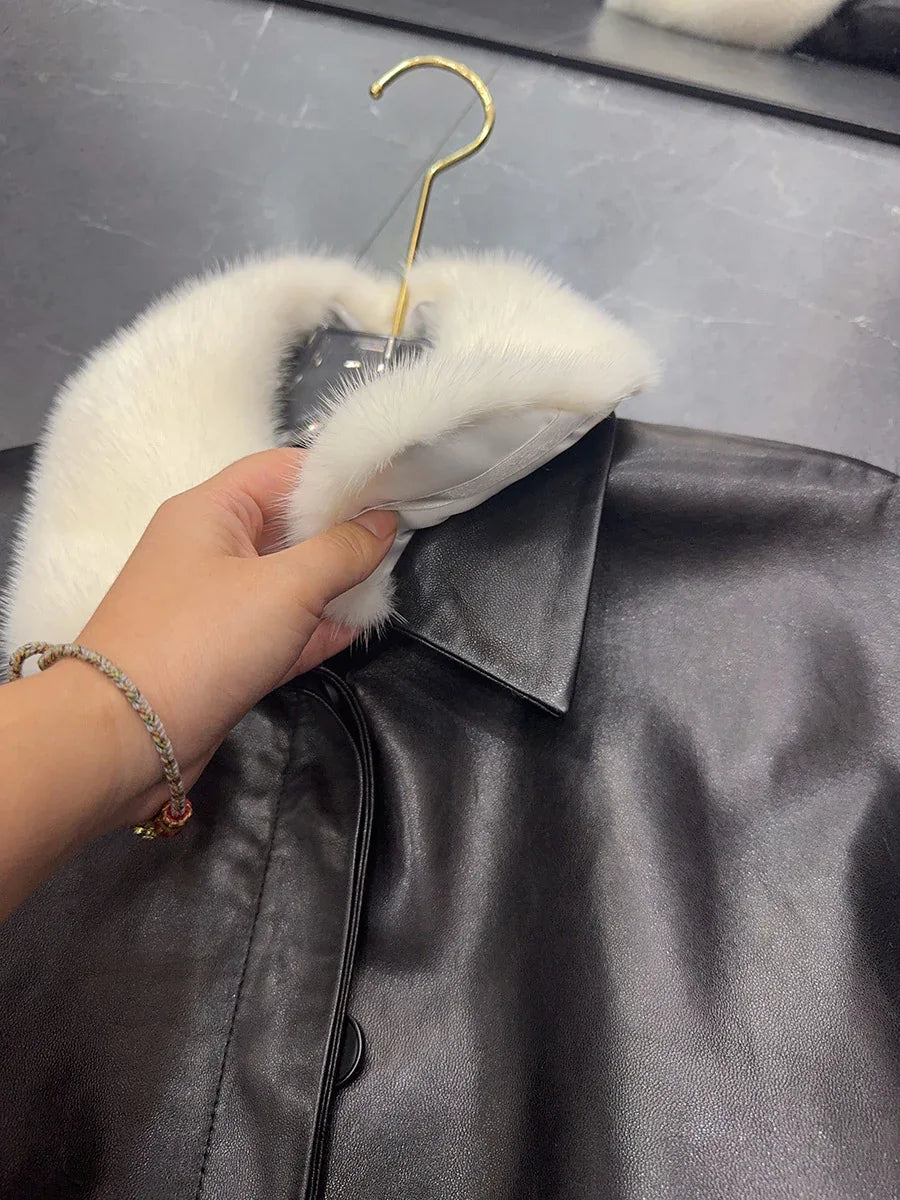 Oil Waxed Women Leather Jacket