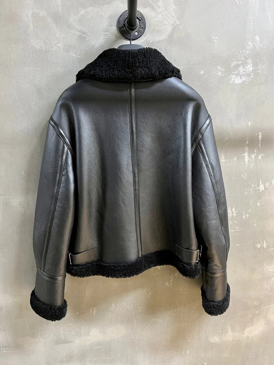 Women Real Shearling Leather Bomber Winter Jacket