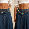 Women's Bohemian Beaded Waist Chain Gold Tone Layered Belt
