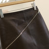Leather Mini Skirt with Asymmetrical Front Zipper