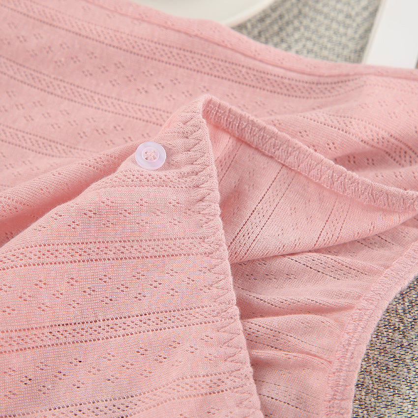 Spring knit long sleeve camisole shorts pajama set