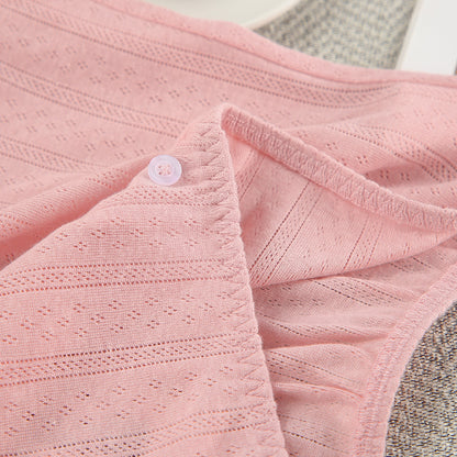 Spring knit long sleeve camisole shorts pajama set