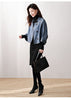 Retro distressed leather bomber jacket women
