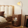 Japanese vintage arc floor lamp with fabric shade