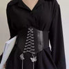 Black Butterfly Chain Faux Leather Elastic Waist Belt