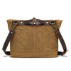 Canvas Messenger Bag with Waxed Finish and Top-Grain Cowhide Leather
