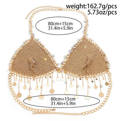 Gold Chainmail Festival Bra & Skirt Set