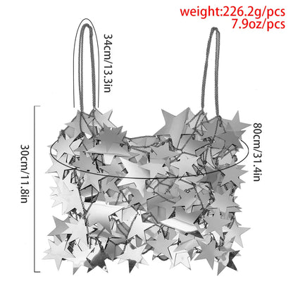 Reflective Star Sequin Chain Mesh Festival Top