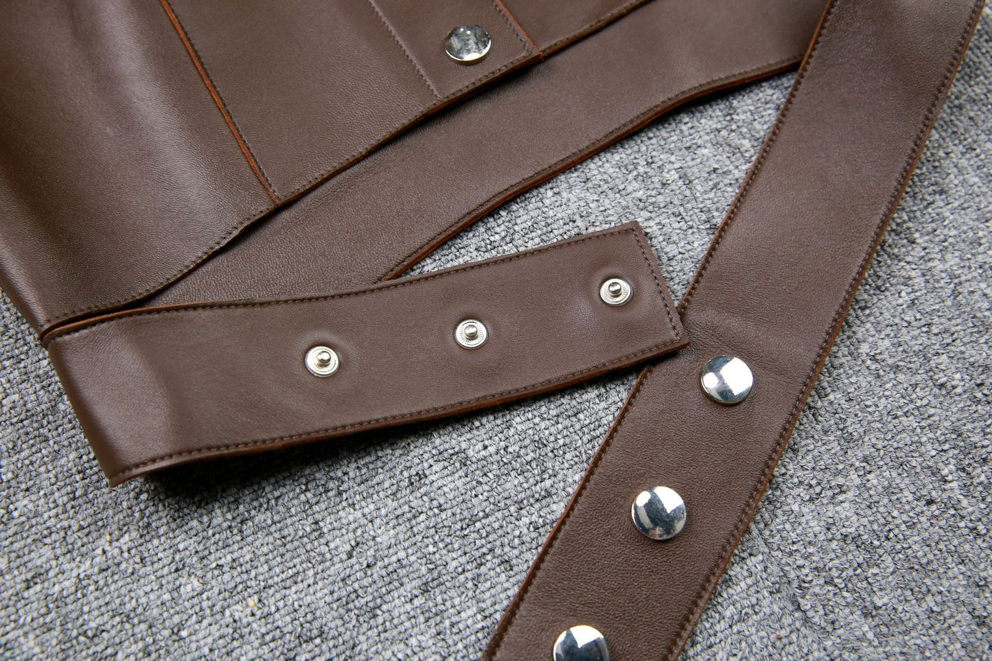 Leather Camisole Vest Cropped Corset Top with Snap Belt
