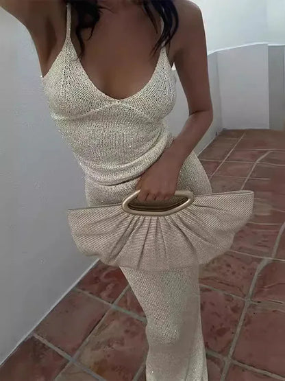 Red beach suspender crop top skirt set White S