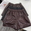 Brown Genuine Leather Shorts for Women