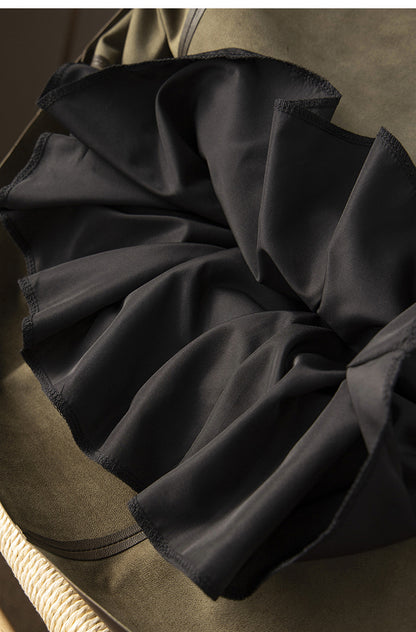 Sheepskin a-line leather midi skirt belt