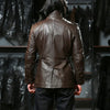 Men Brown Belted Leather Hunting Jacket