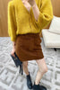 Genuine Suede Leather Mini Skirt High Waist for Women
