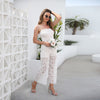 White lace wide leg summer jumpsuit for women
